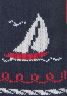 The Sailboat Lodge Cardigan - Navy Hand-Embroidered Cotton Blend