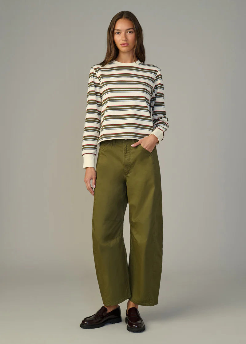 The Bowie High Rise Jeans - Olive Green Relaxed Fit Denim