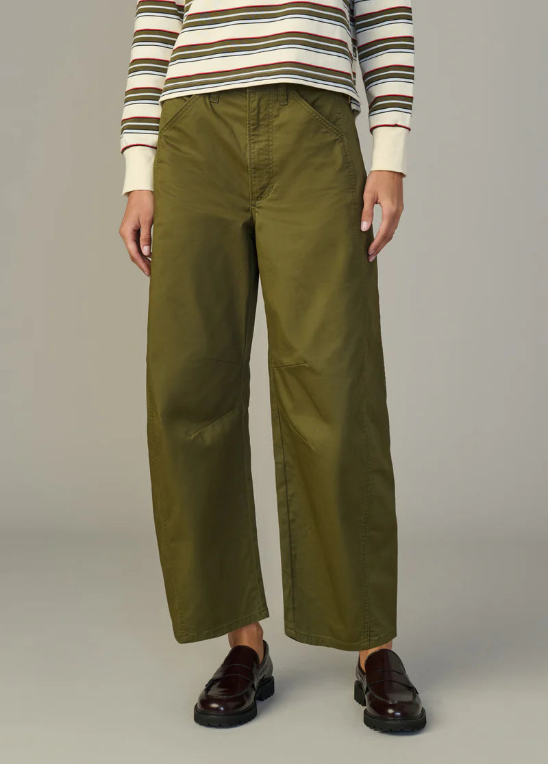 The Bowie High Rise Jeans - Olive Green Relaxed Fit Denim