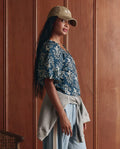 The Blythe Top - Indigo Bandana Print Puff Sleeve Cotton