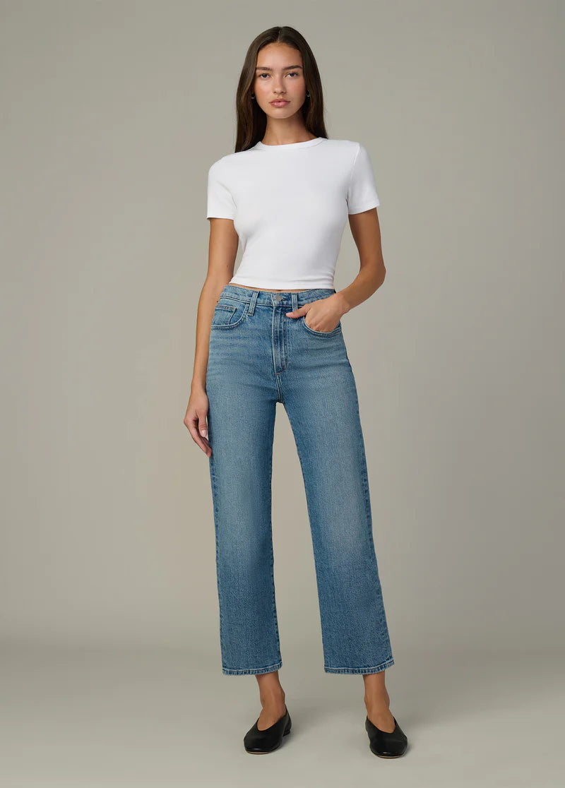 Margo Crop High Rise Straight Jeans - Medium Indigo Wash Denim