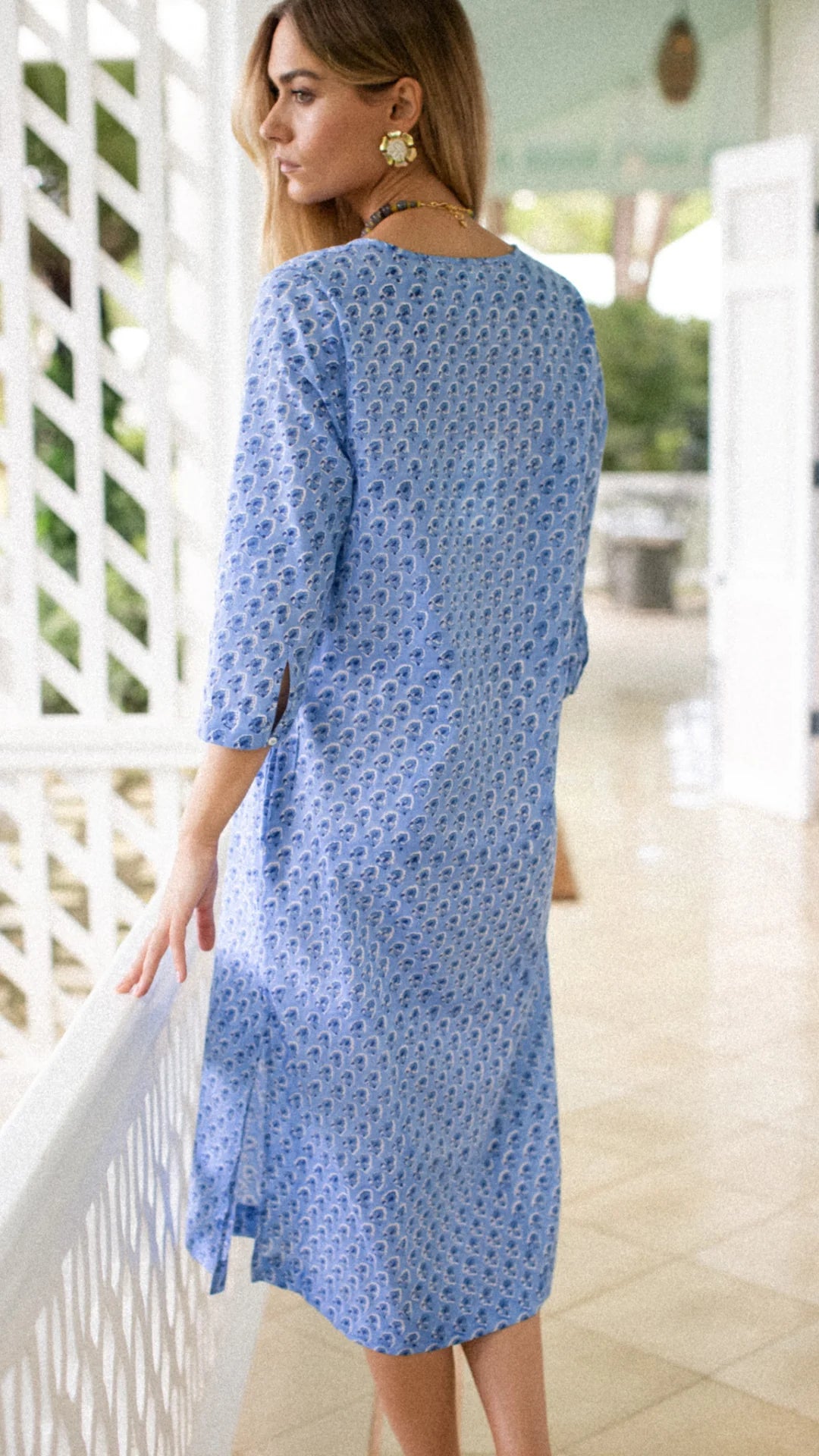 Marea Tunic - Atlantic Daisy Print Lightweight Midi Tunic