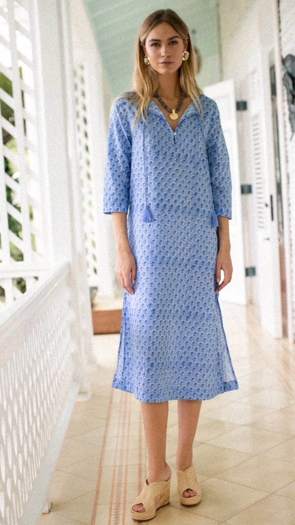Marea Tunic - Atlantic Daisy Print Lightweight Midi Tunic