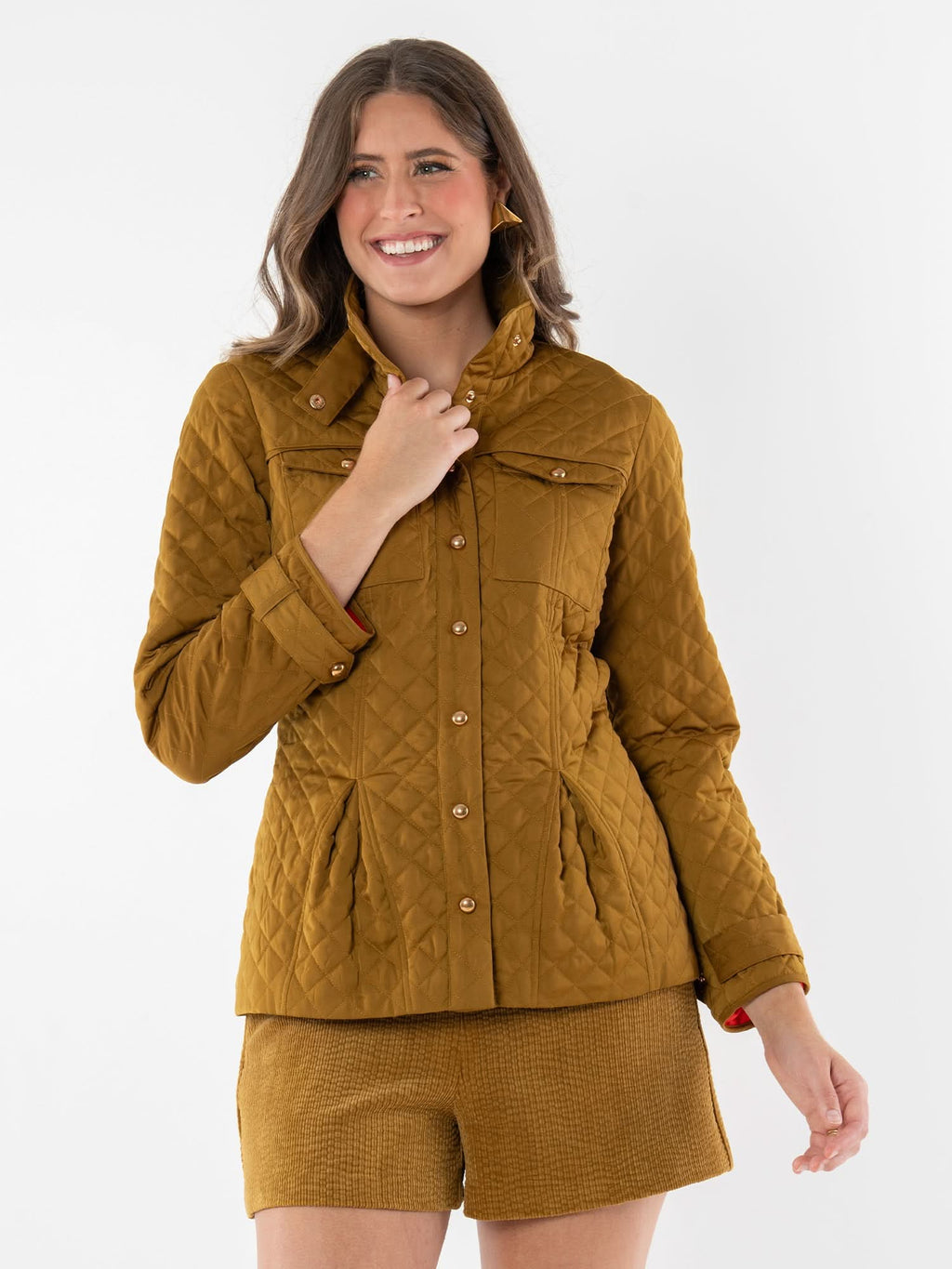Emily McCarthy Barn Jacket - Tapenade Quilted Diamond-Stitch Coat