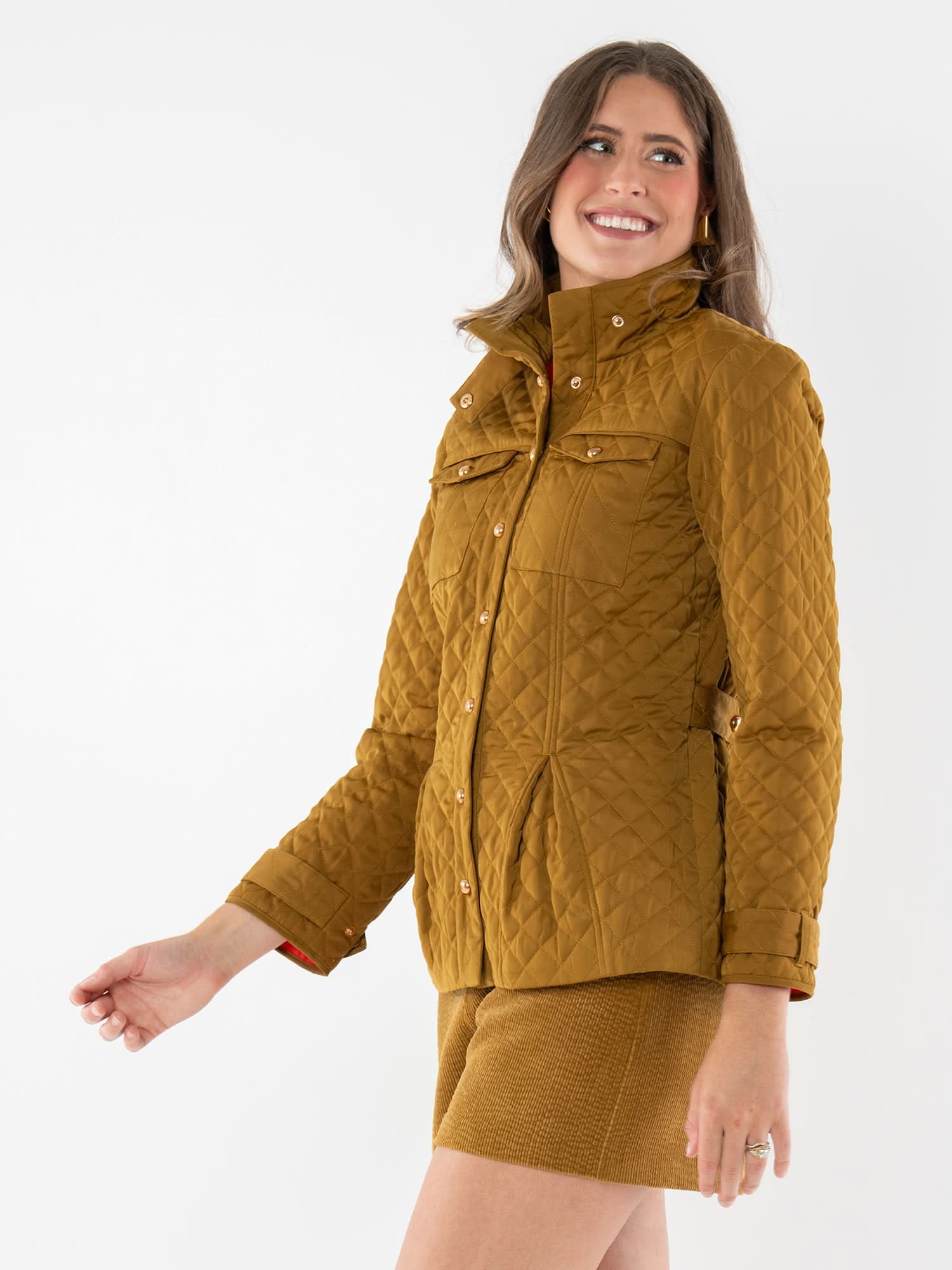 Emily McCarthy Barn Jacket - Tapenade Quilted Diamond-Stitch Coat