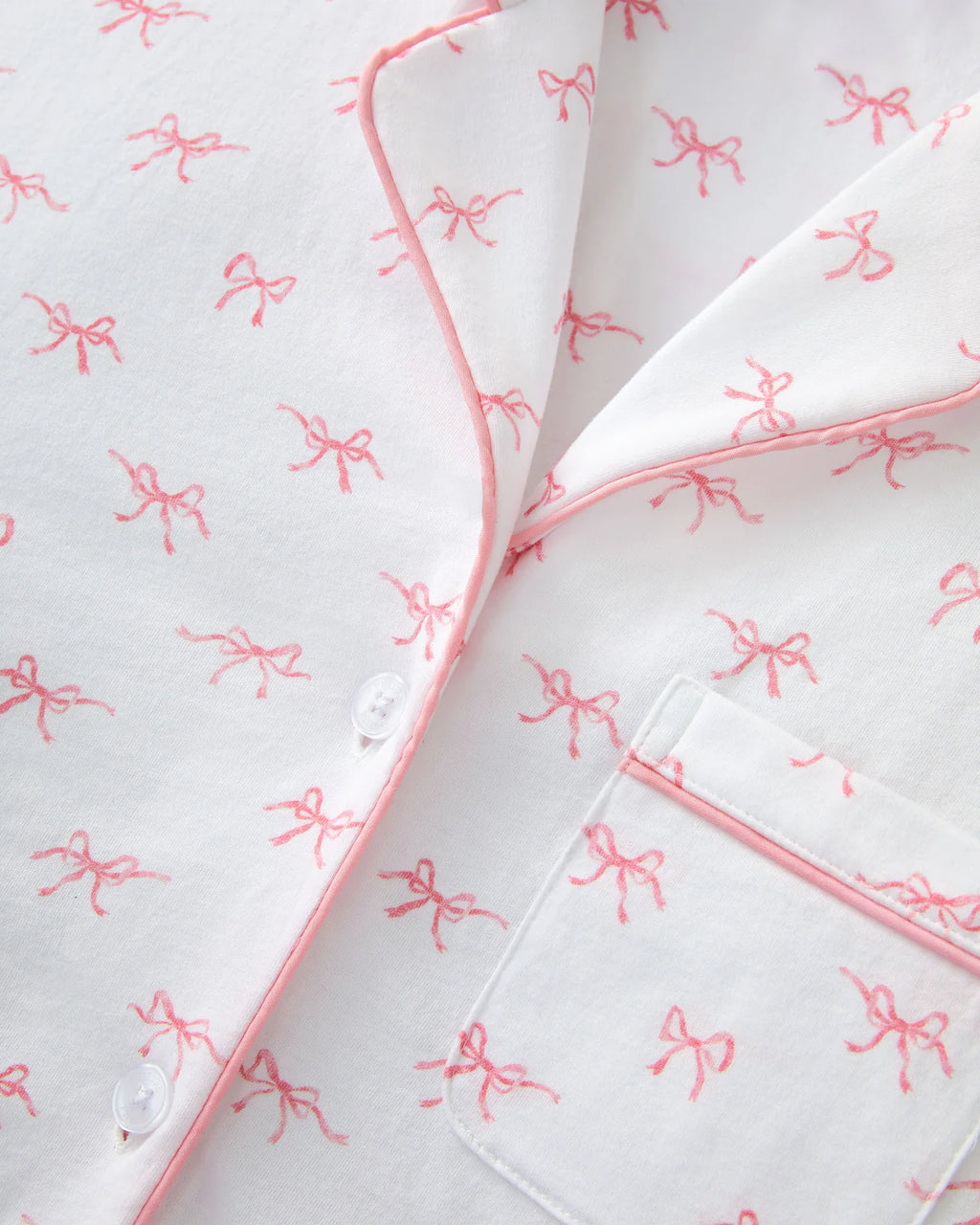 Pima Cotton Pajama Shorts and Top Set - Blushing Bows Pink Print