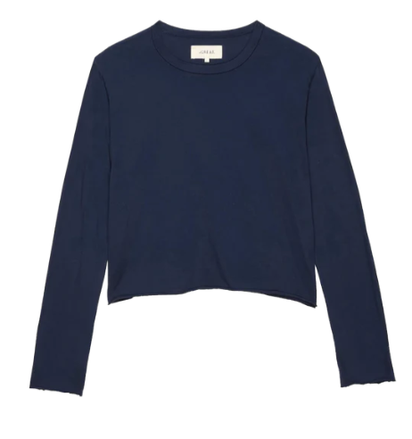 The Long Sleeve Crop Tee - Raw Hem Cotton Tee
