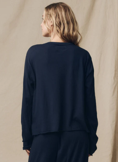 The Long Sleeve Crop Tee - Raw Hem Cotton Tee