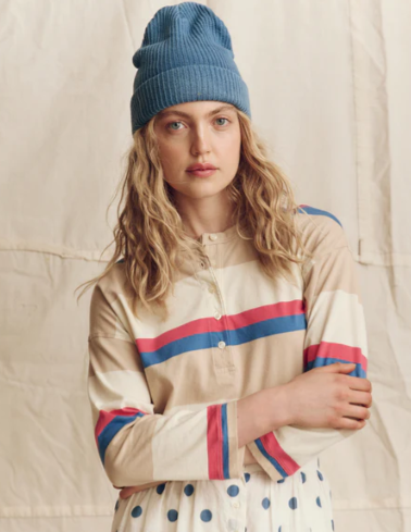 The Shrunken Henley - Yarn Dye Stripe Cotton Henley