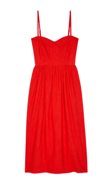The Verse Dress - Sweetheart Neckline Cotton Midi Dress