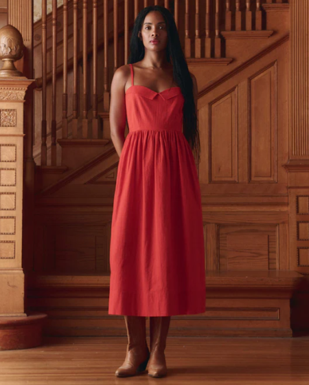 The Verse Dress - Sweetheart Neckline Cotton Midi Dress