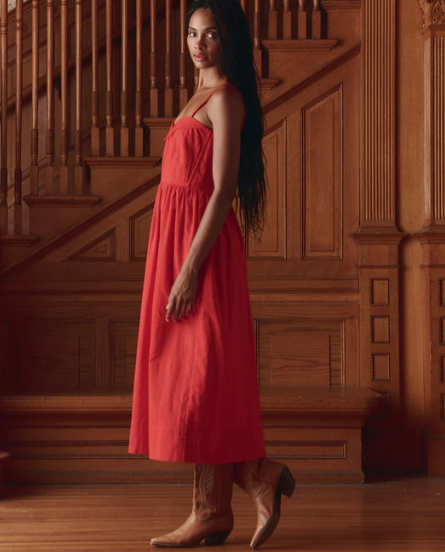 The Verse Dress - Sweetheart Neckline Cotton Midi Dress