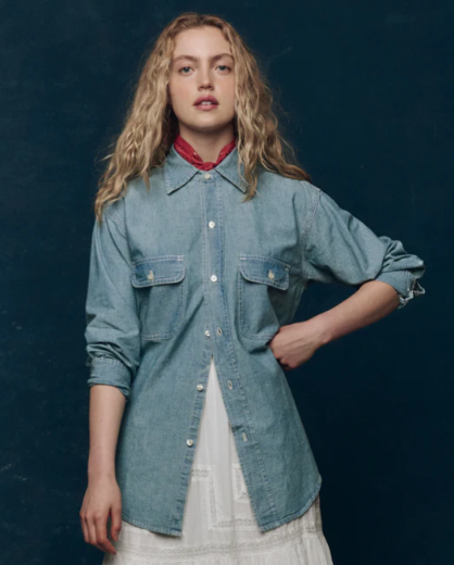 The Craftsman Shirt - Washed Medium Blue Denim Workwear Shirt