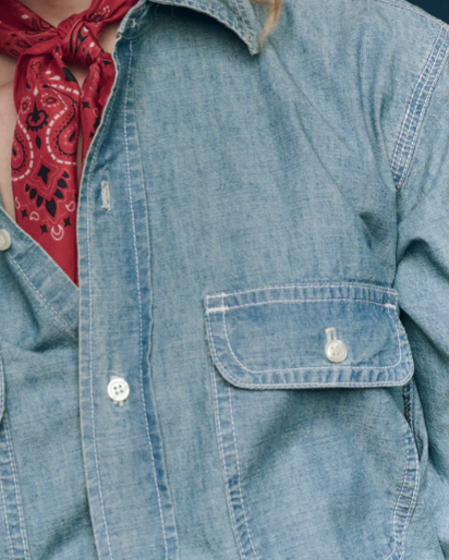 The Craftsman Shirt - Washed Medium Blue Denim Workwear Shirt
