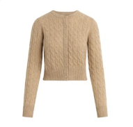Cable Dani Cashmere Cardigan - Beige Cable Knit Button Cardigan