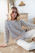 Marea Sweater - Striped Merino Wool Fisherman Crewneck