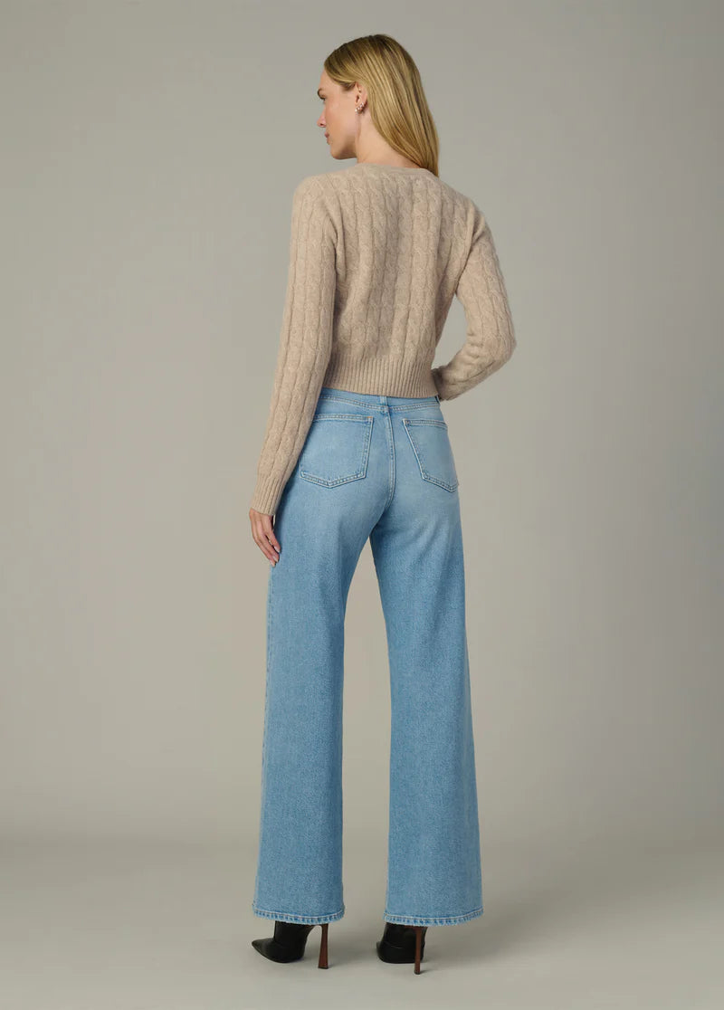 Cable Dani Cashmere Cardigan - Beige Cable Knit Button Cardigan