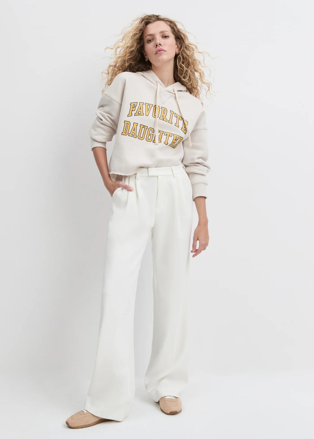 Cropped Collegiate Sweatshirt - Favorite Daughter Graphic Hoodie