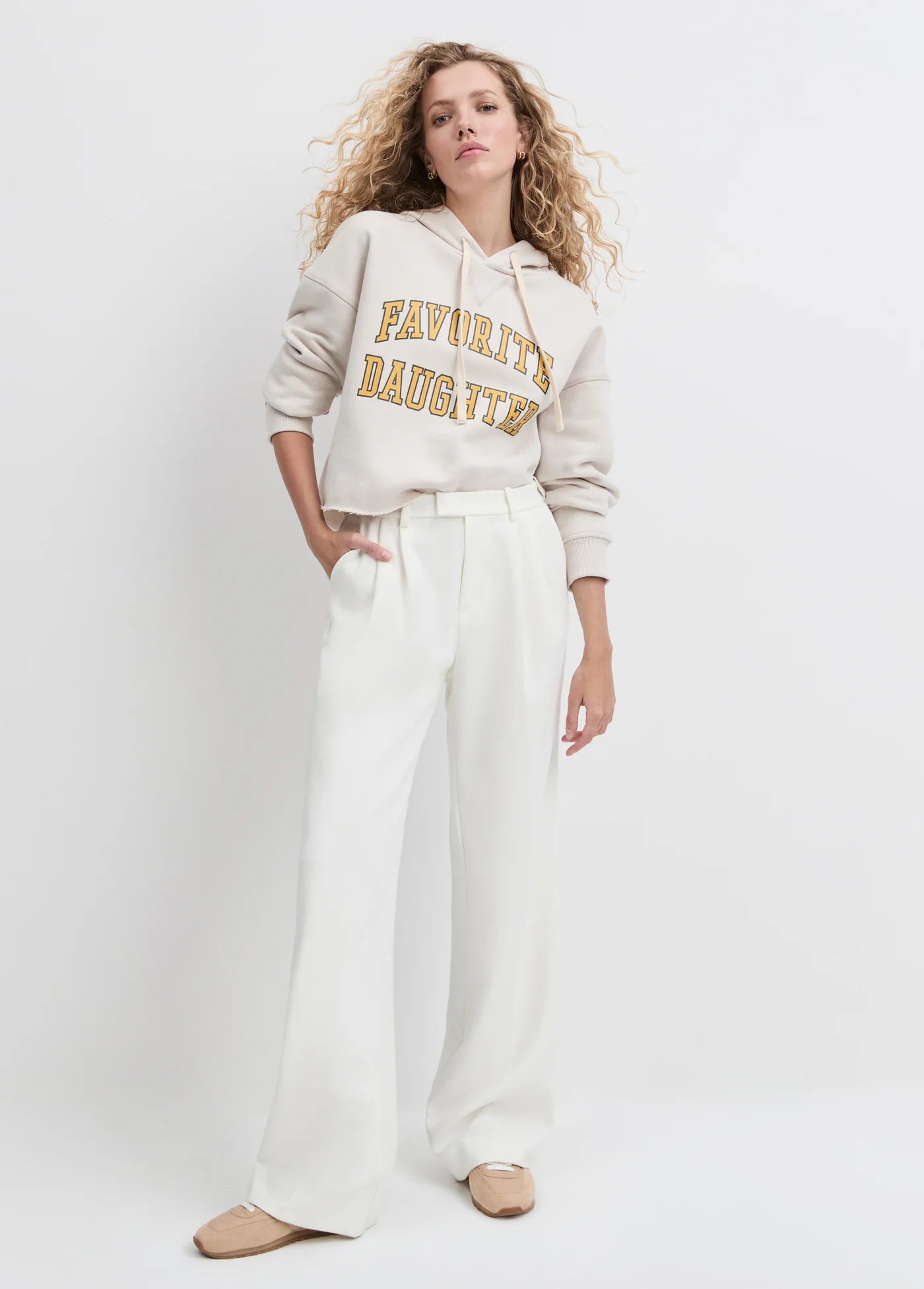 Cropped Collegiate Sweatshirt - Favorite Daughter Graphic Hoodie