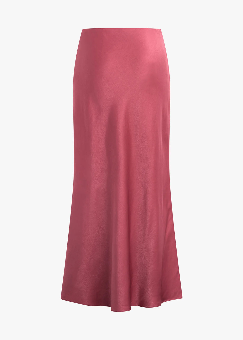 The Favorite Skirt - Earth Red Bias-Cut Hammered Satin Midi Skirt