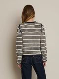 Courtney Crochet Cardigan - Coastal Cotton Stripe Open-Front Knit